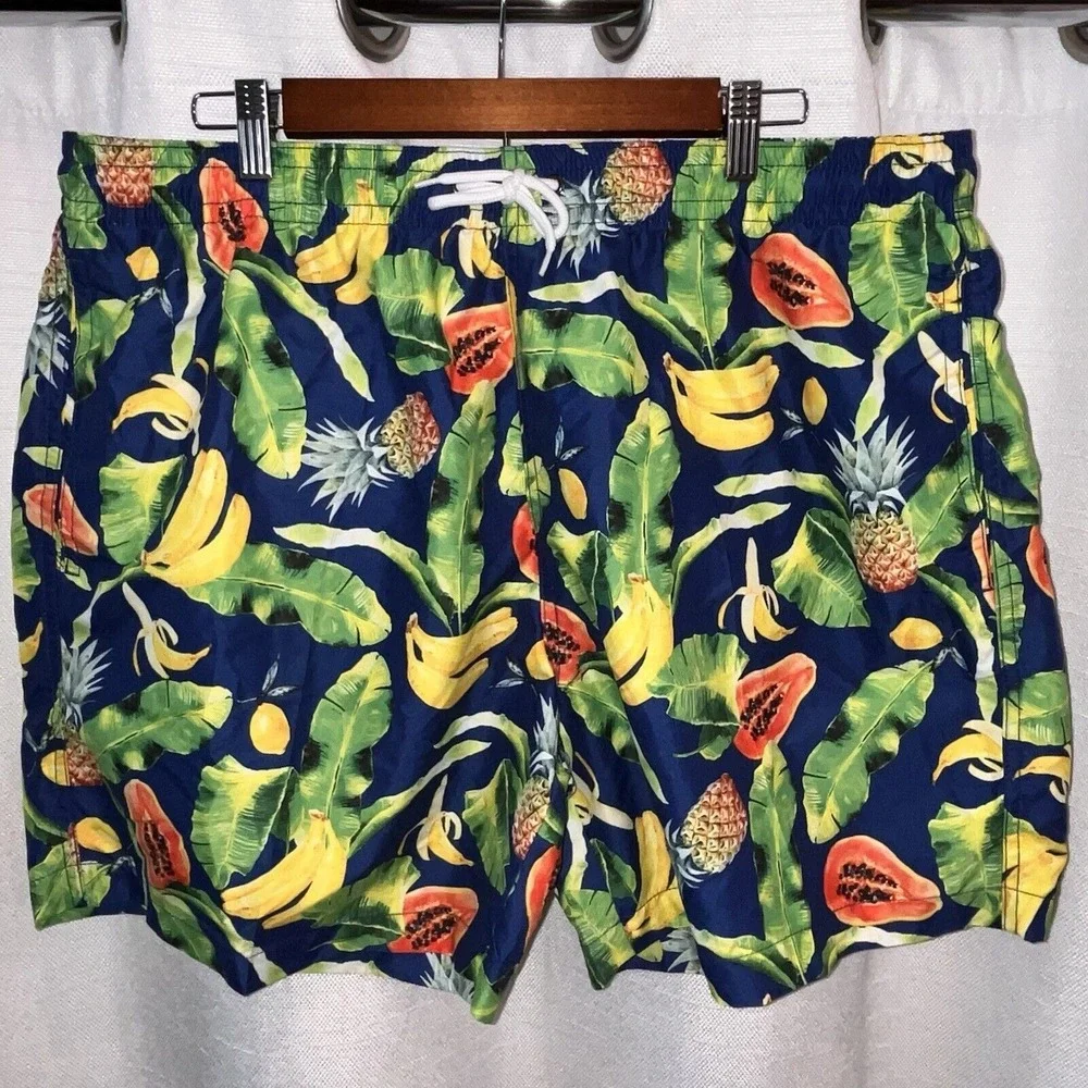 Trunks Surf & Swim Co Short Men's XXL Lined Pineapple‎ Banana Leaf Bathing Suit